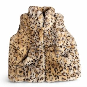 American Widgeon Leopard Faux Fur Zip Vest Size 24 M
